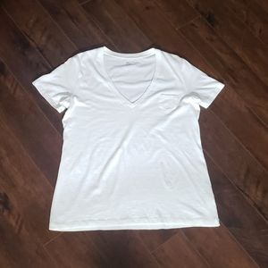 GAP Plain White V-neck Pocket Tee